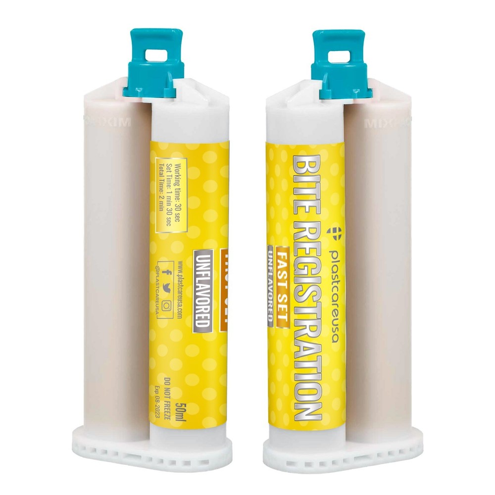 VPS Unflavored Bite Material – Fast Set, 2 x 50ml + 4 Mixing Tips