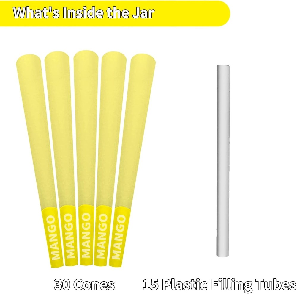 Flavored Pre Rolled Cones 30 Pack Yellow Slow-Burning Cones Mango Bead Flavor