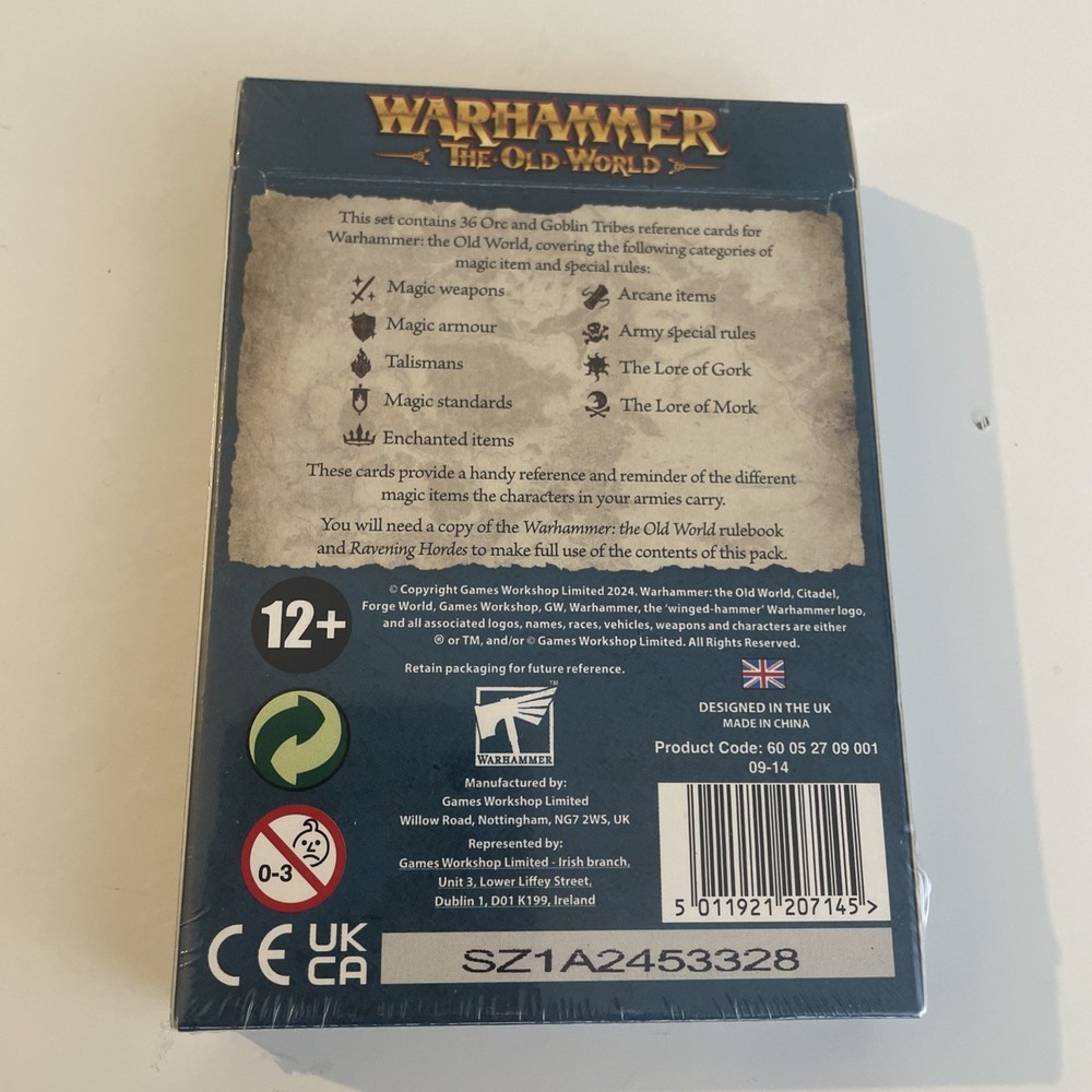 Games Workshop Warhammer The Old World Orcs & Goblins Tribes Reference Card Pack