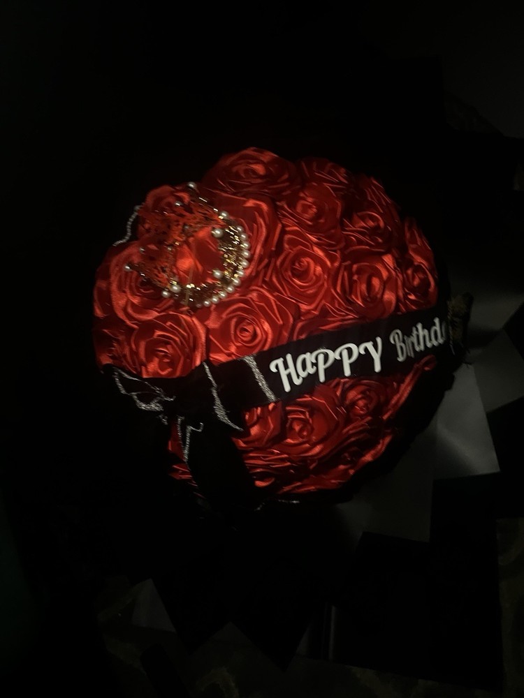 Artificial Red Rose Fabric Bundle with Decorative Butterflies