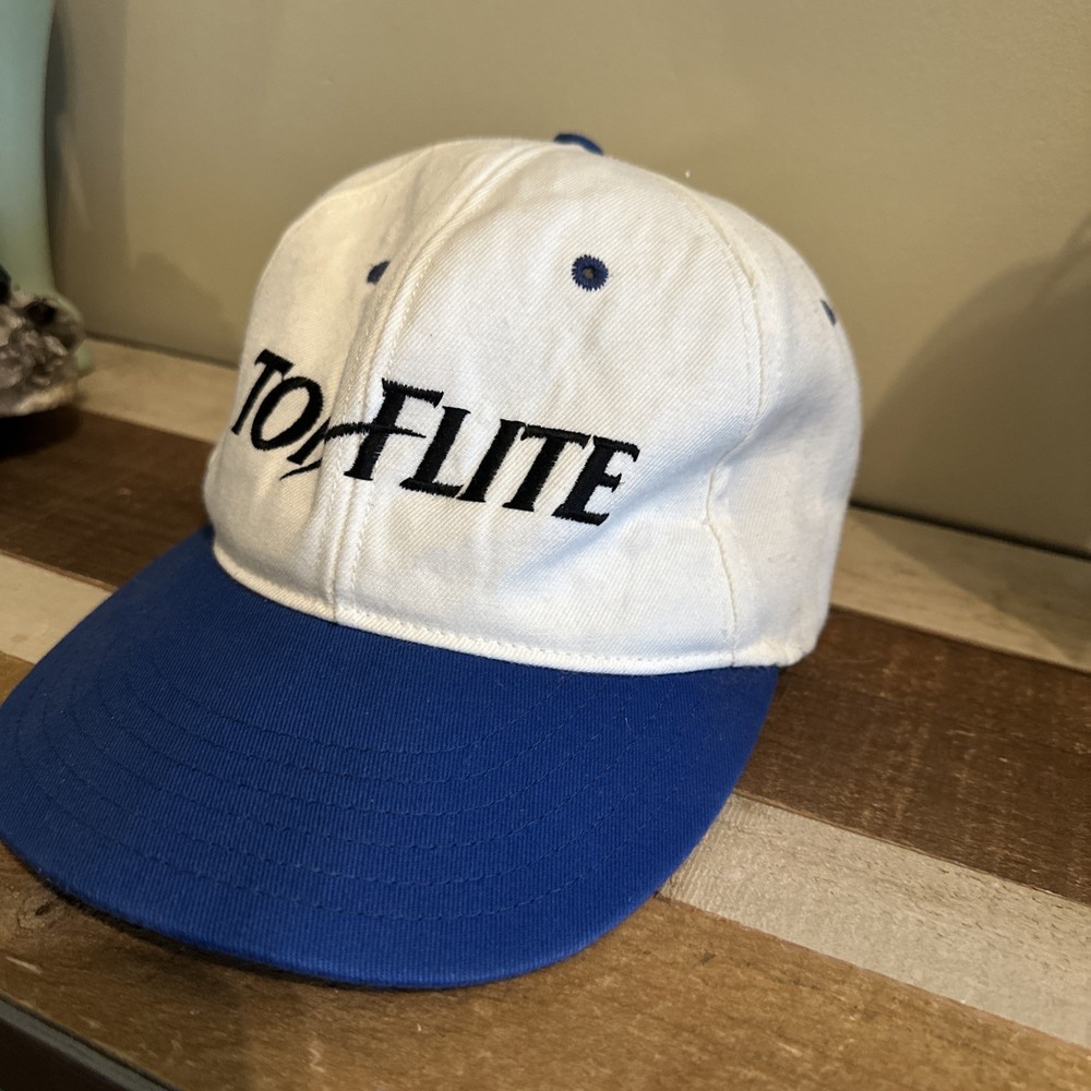 Vintage Top Flite Golf Hat White Blue