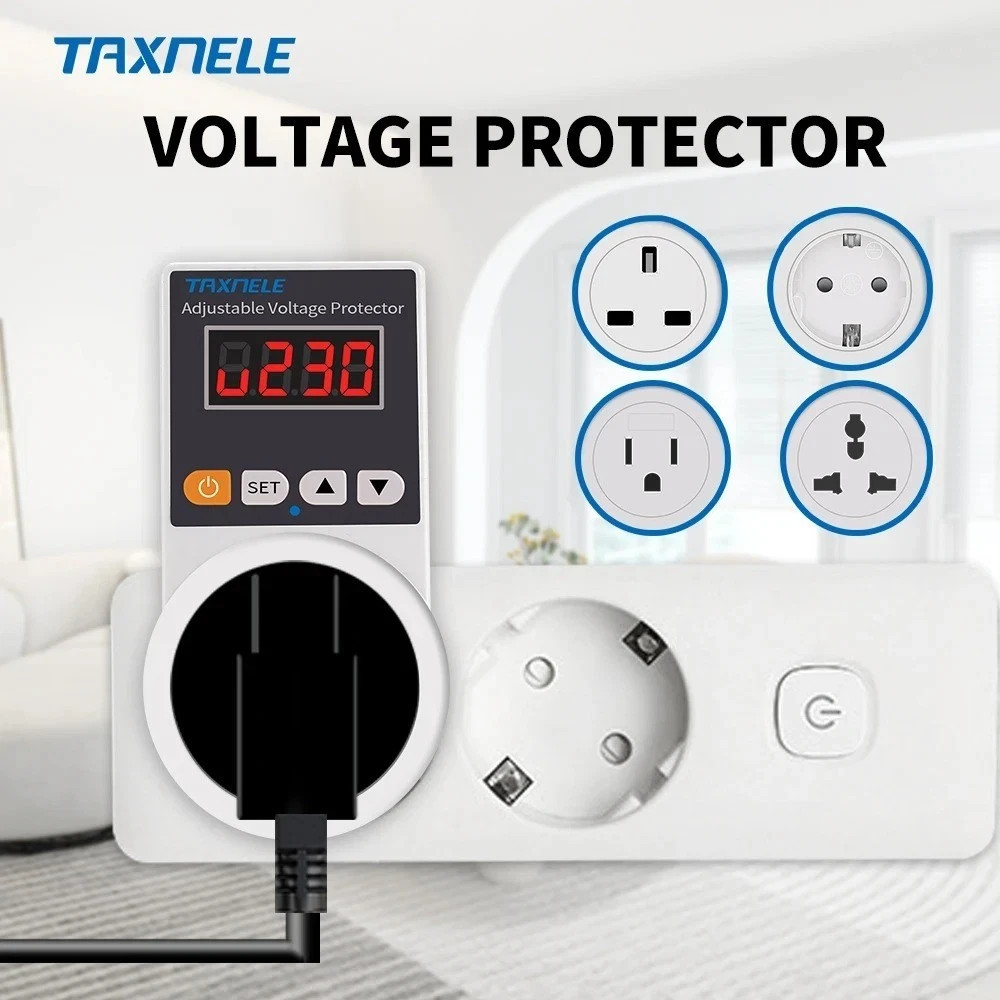 Automatic Voltage Protector Socket AC 220V 16A EU Plug Power Surge Protector ✨