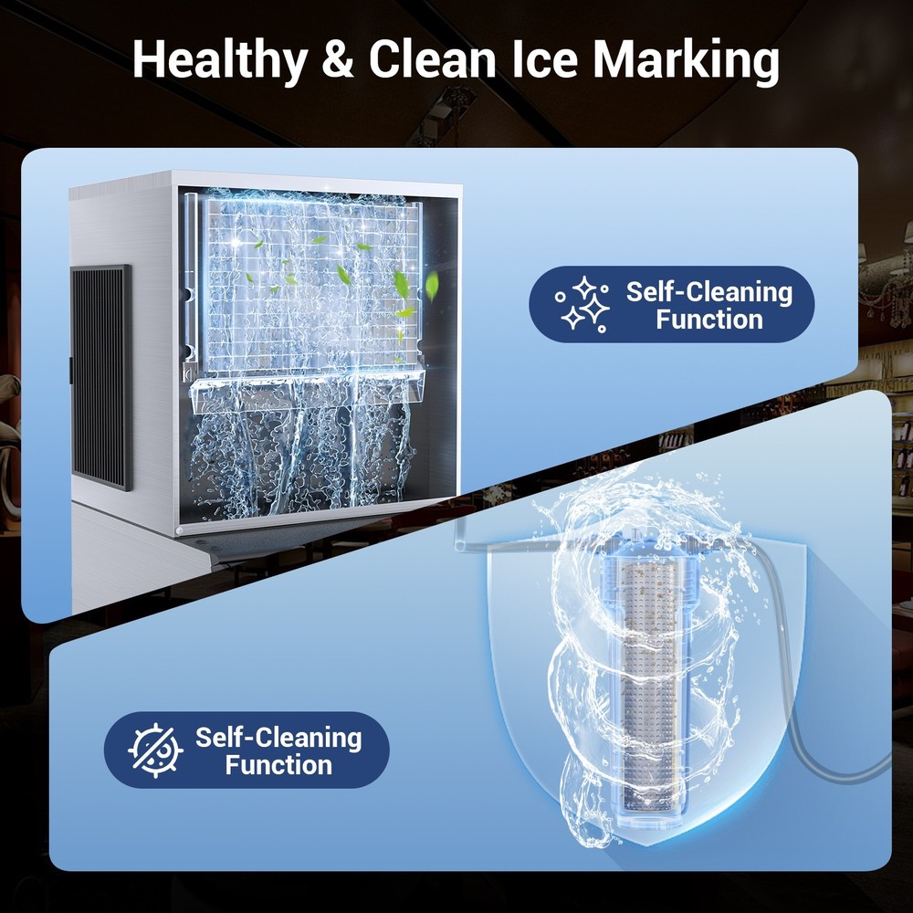 600LBS/24H Commercial Ice Maker Built-in Undercounter Ice Cube Machine Automatic
