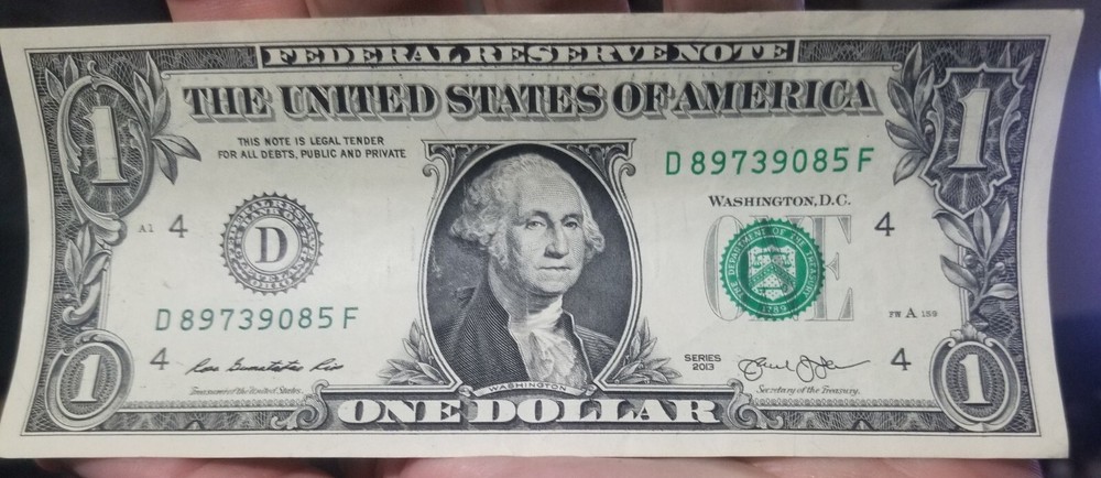 Us $1 DOLLAR ERROR NOTE