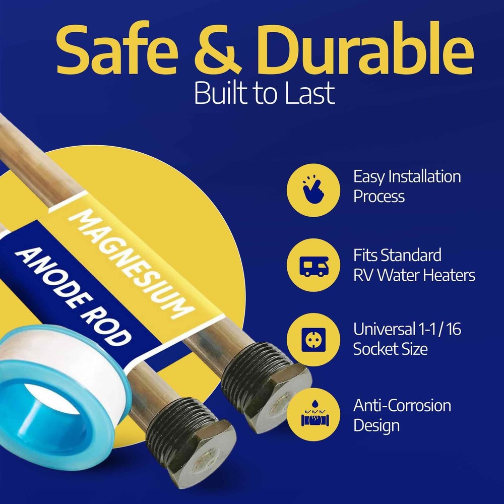 Magnesium Anode Rod for Hot Water Heater ¾" NPT - 9.25" Length - 2 Pack
