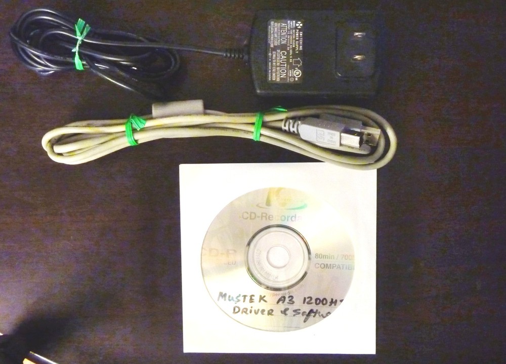 Mustek A3 1200HS, Large Format , w/AC Adapter, USB Cable & Software CD, Tested