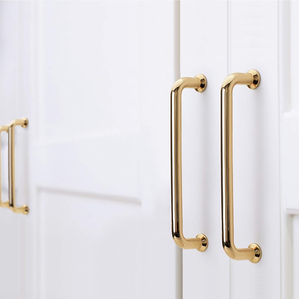10 PCS 5 Inch 128mm Polished Brass Solid Round Cabinet Pull Drawer Handle