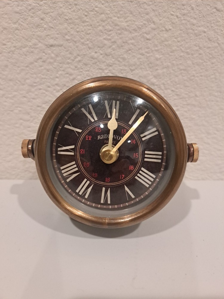 Floating Circus Brass Table Clock Radiovox Black Tested