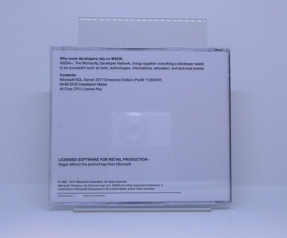 Microsoft SQL Server 2017 Enterprise with 40 Core License, unlimited User CALs