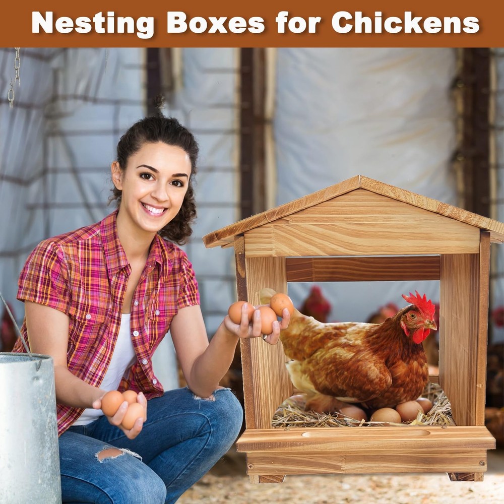 Nesting Boxes for Chickens, Small Chicken Coop, 3 Compartments Chicken Nestin...
