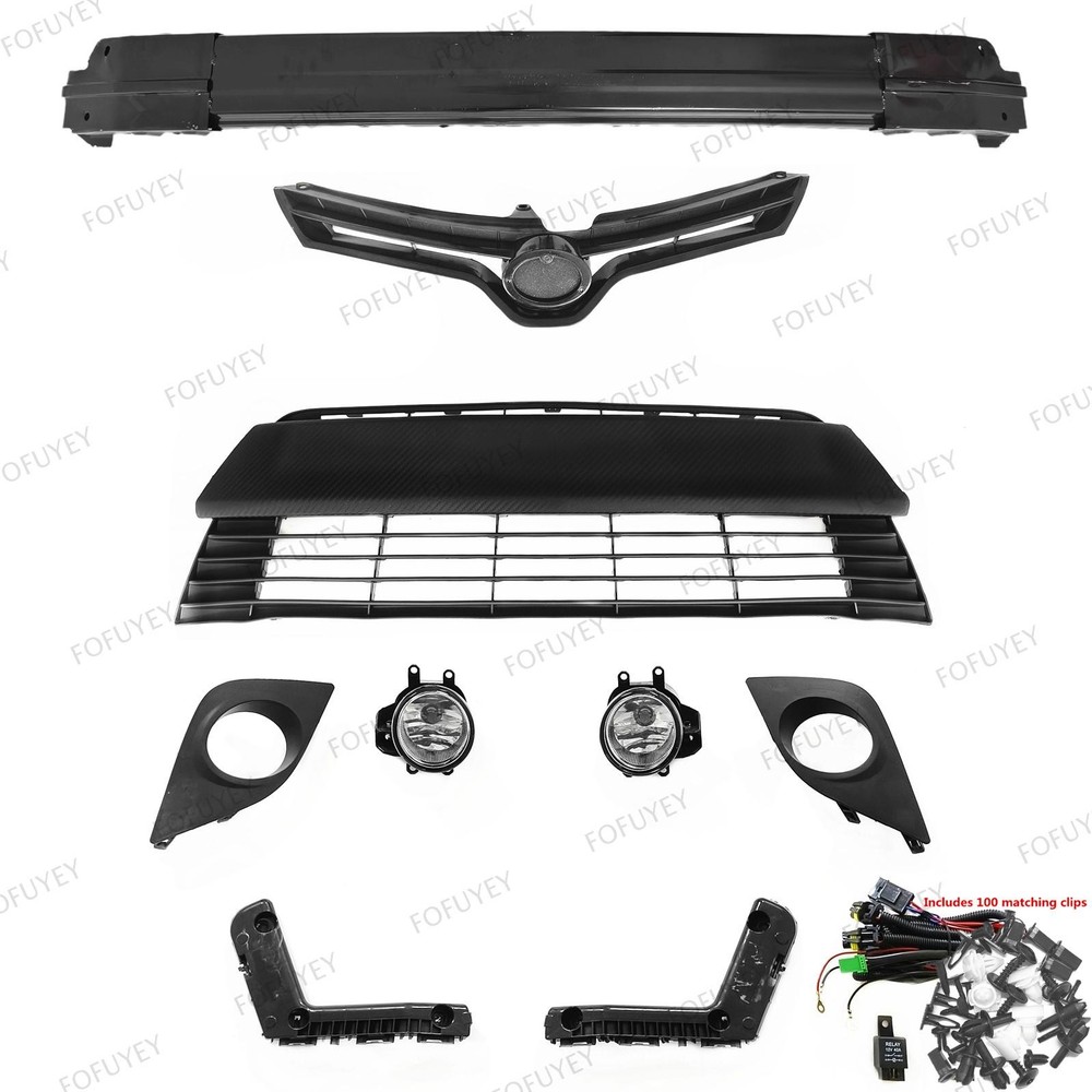 For Corolla 2014-16 Front Upper Lower Grilles Bumper Reinforcement Fog Light Kit