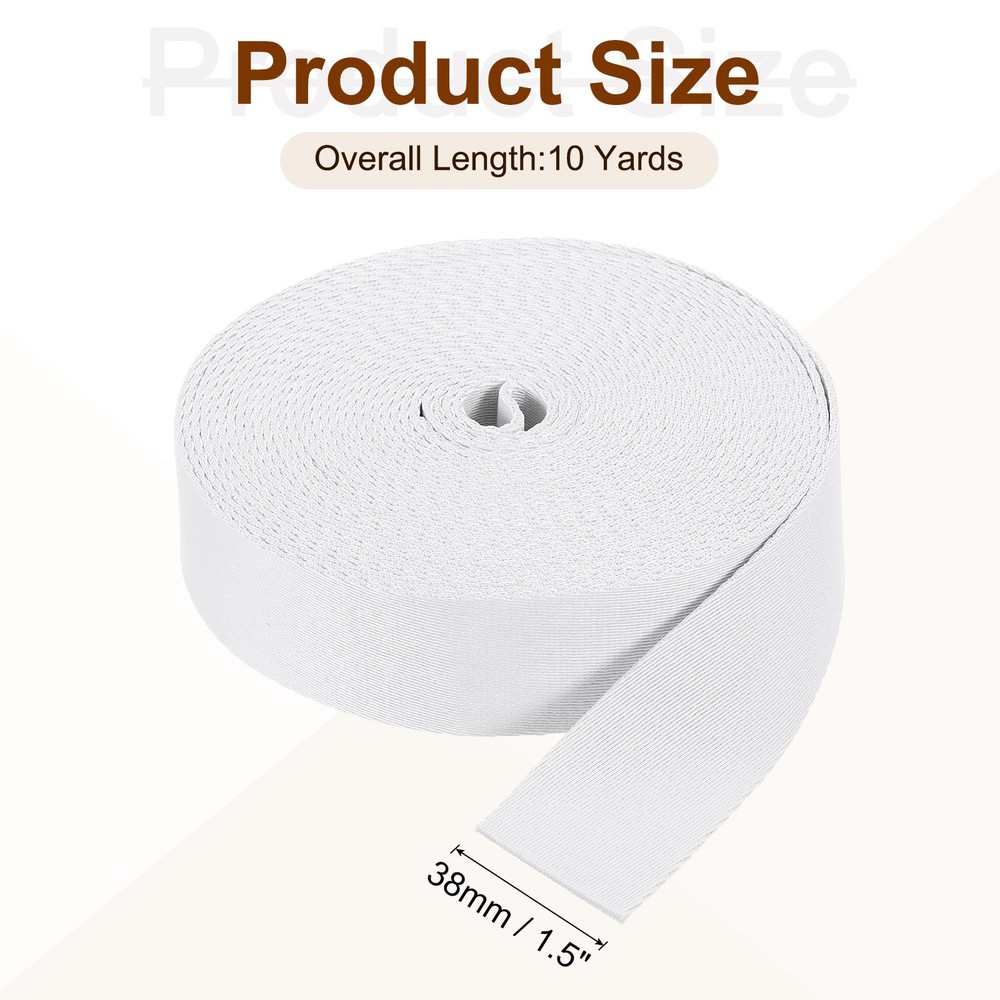 10 Yards Nylon Webbing Strap, 1 3/8-inch Bag Flat Webbing Straps, White