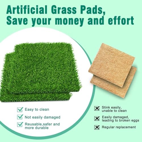 12 Pack Chicken Nesting Box Pads - Washable Artificial Grass 12pack-green