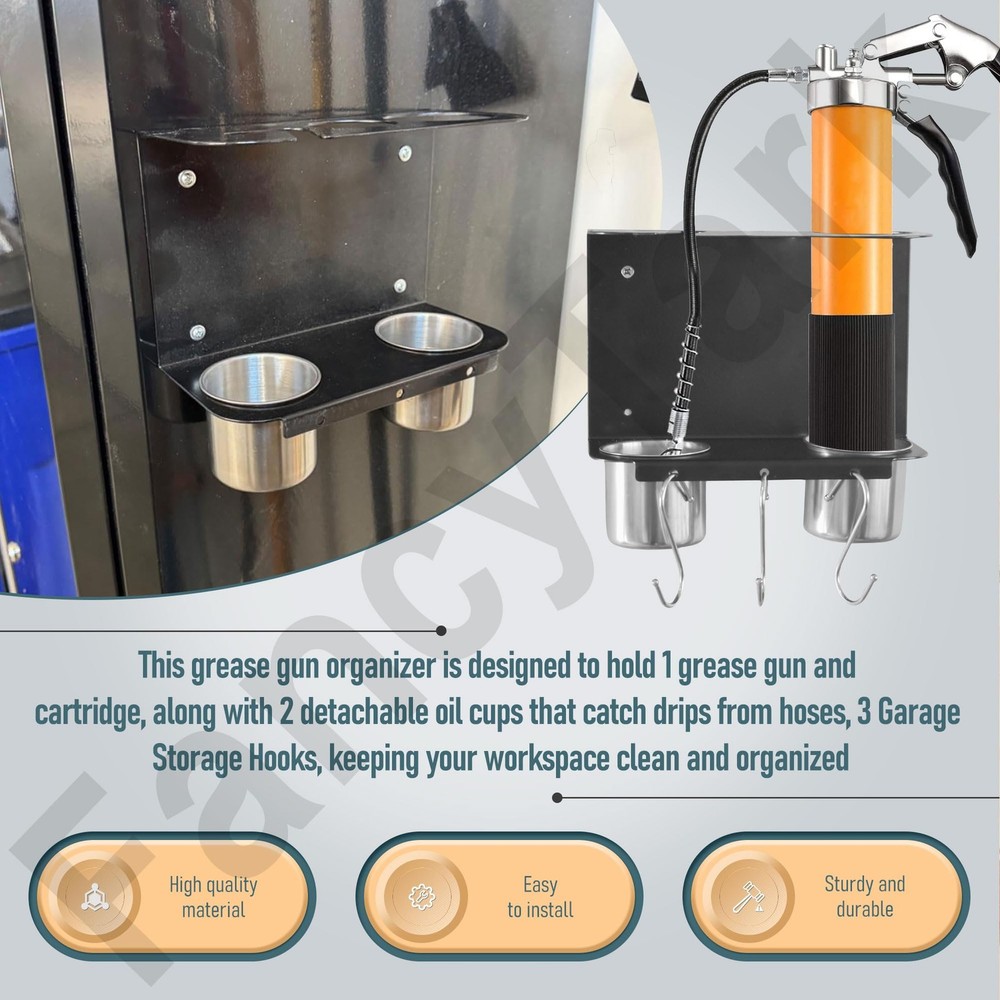 Grease Gun Holder, Storage Rack for Workshop Garage Black