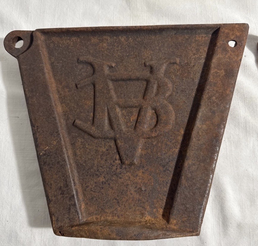PAIR - Rare Antique Van Brunt/John Deere Cast Iron Implement End Caps