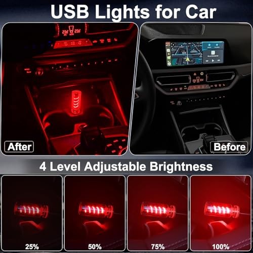 USB Light for Car, Touch Dimmable Retro Interior Lamp LED Ambient Lighting, red