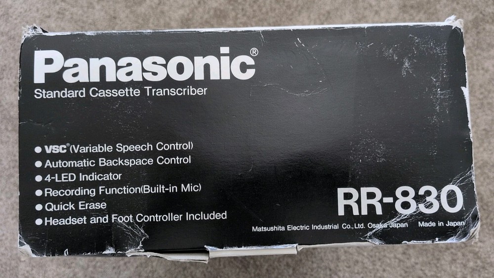Panasonic RR-830 Desktop Cassette Transcriber / Recorder Open Boxed Never Used