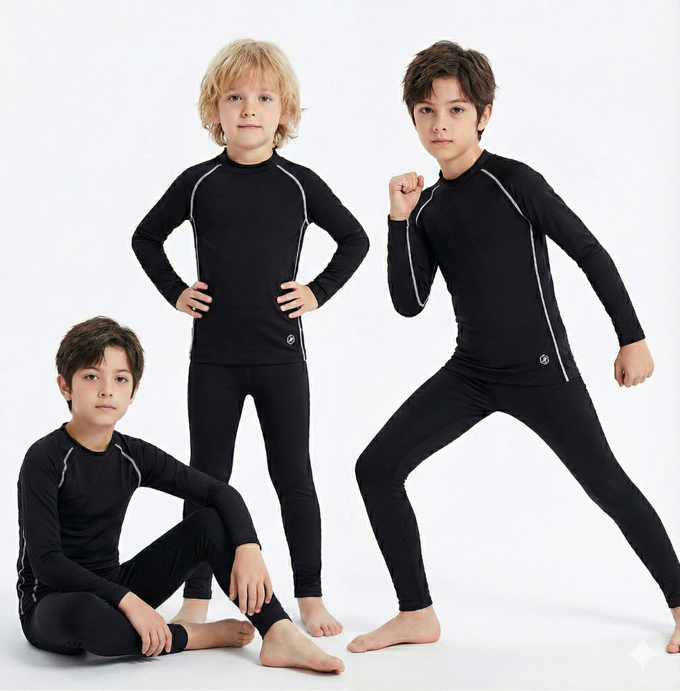 Kids Thermal Compression T-Shirt Under Layer Pants