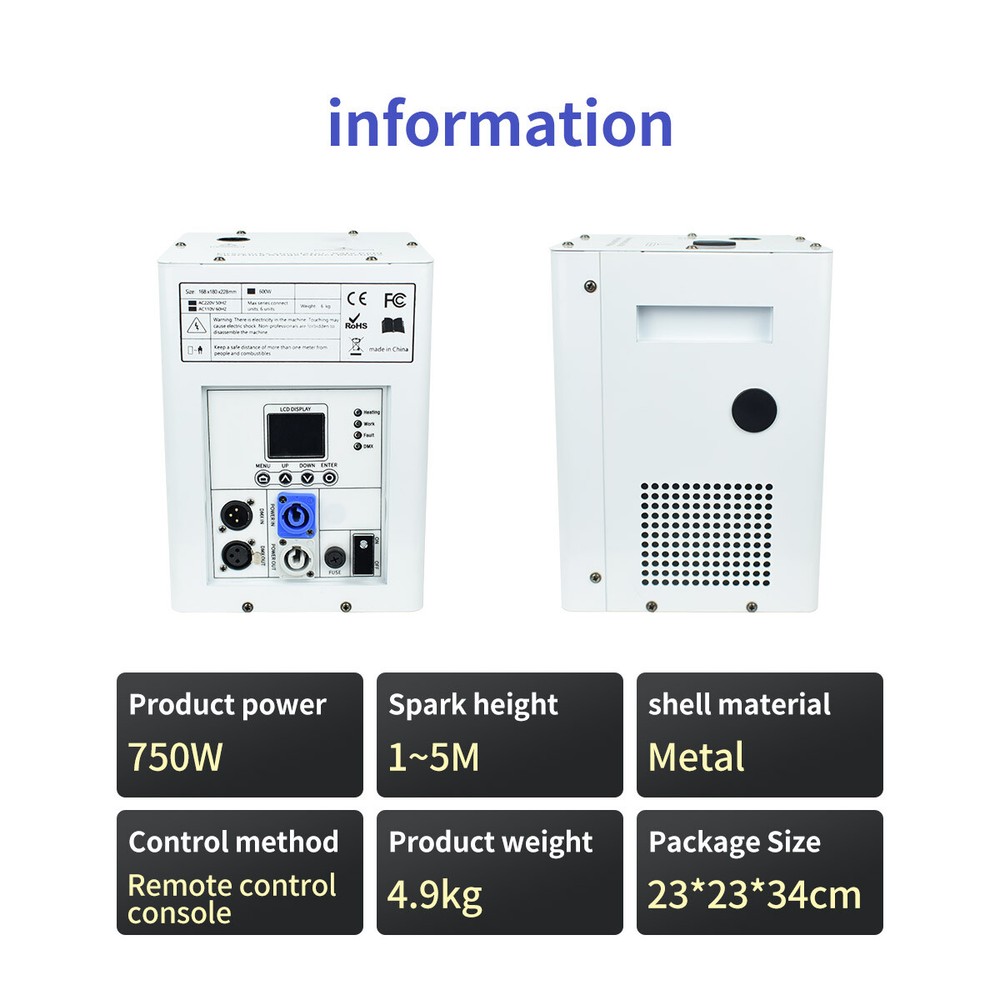 Cold Spark Machine DMX DJ Event Party Firework Machine 2pcs with Flight Case