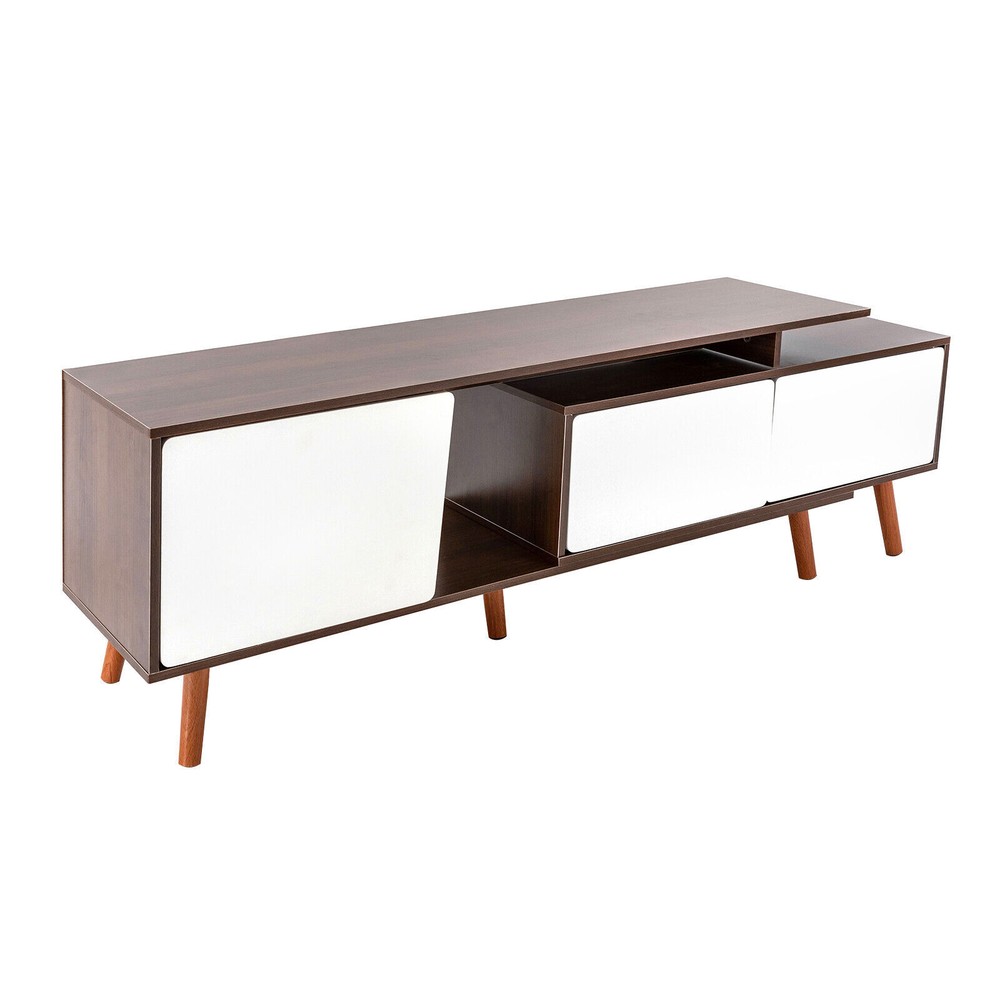 Adjustable Living Room Retangular Television Cabinet 3-Compartments TV Stand