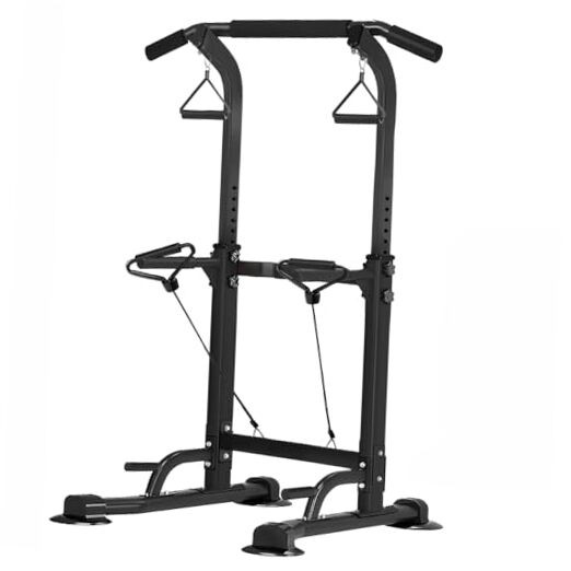 Power Tower Pull Up Dip Station Adjustable Height Multifunctional Home black
