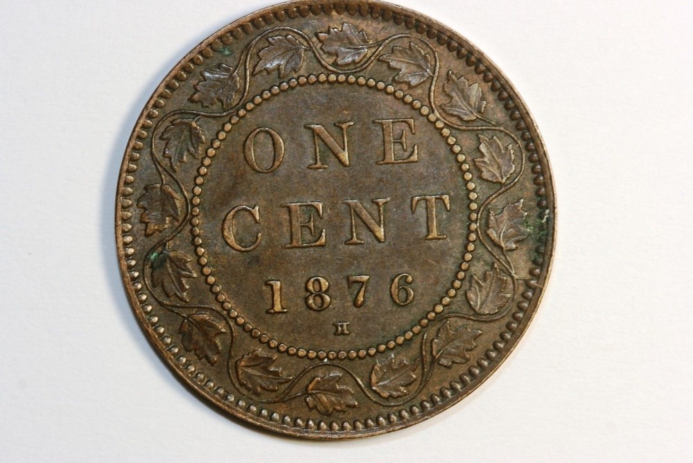 Grades Extra Fine Closed "D" 1876-H Canada Copper Large Cent KM #3 (CA509)