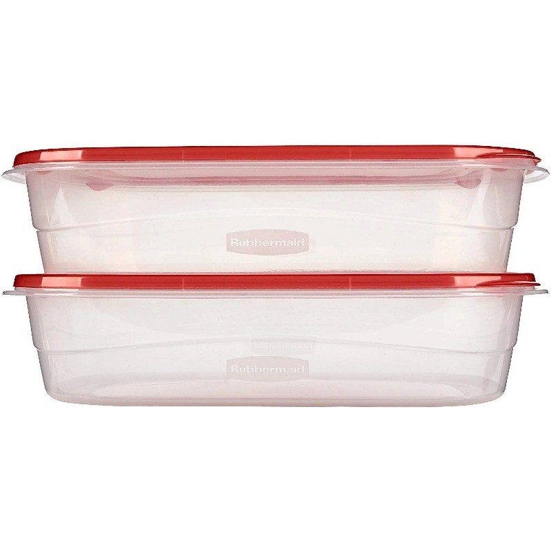 Rubbermaid,1 Gallon, 2 Packsa, Large Rectangular Plastic Food Storage Containers