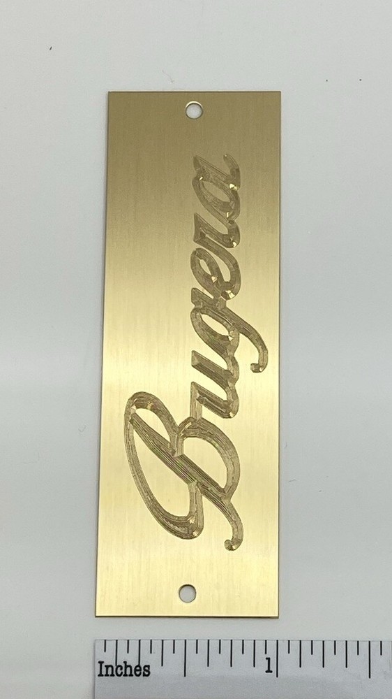 Custom Engraved Solid Brass Bugera Badge - PAIR
