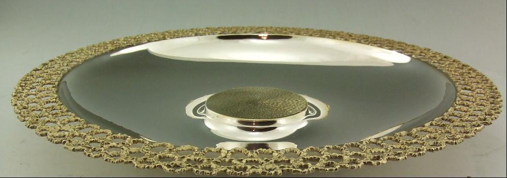 STUART DEVLIN SILVER GILT BOWL 13 INCH DIA 1977