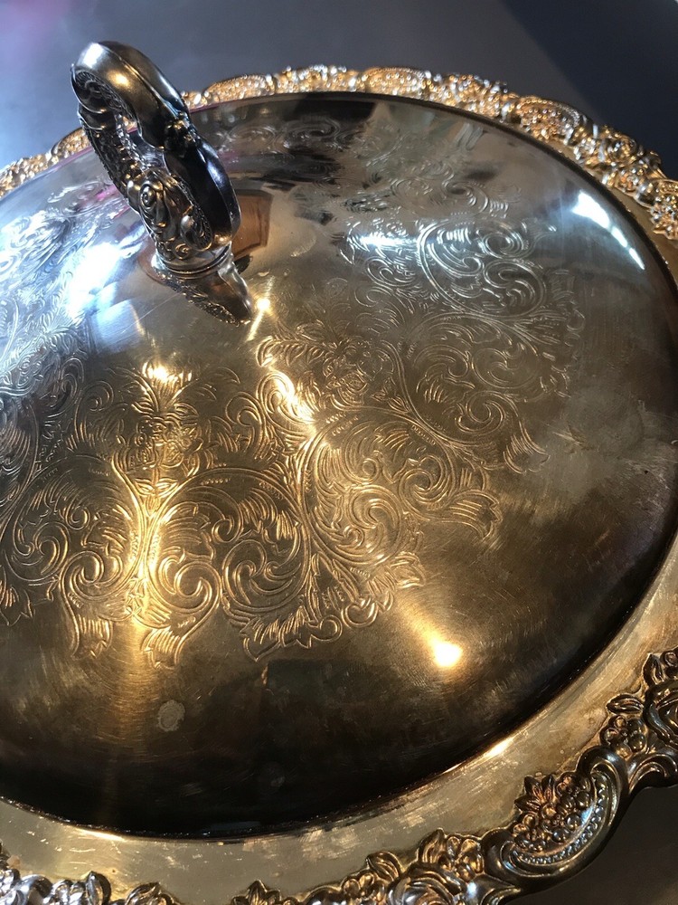 Vintage Silver Oneida 2 Quart Lidded Footed Casserole