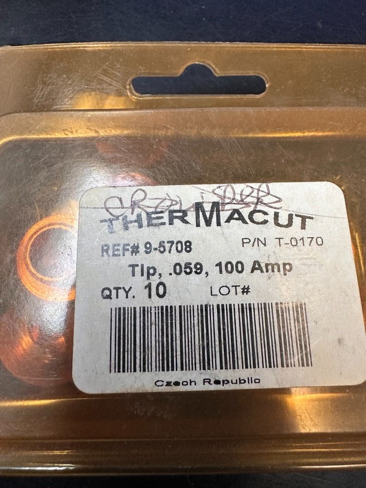 Thermacut 9-5708 tip .059 100 amp, pkg/10ea