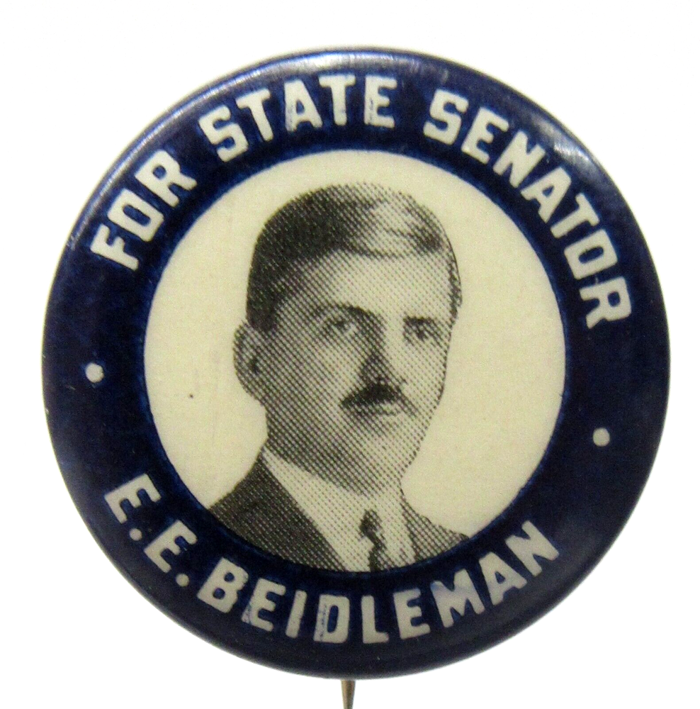 1913 E.E. BEIDLEMAN for Senator Pennsylvania 7/8" pinback button w/paper eb1