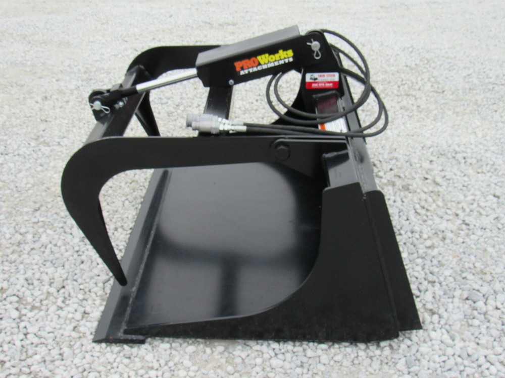 48" Solid Bottom Smooth Bucket Grapple Attachment Fits Quick Attach Loader