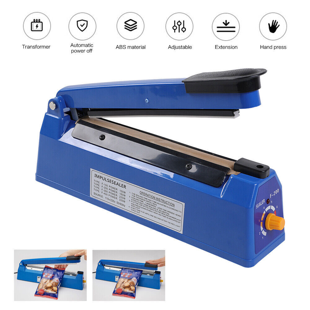8" 12" 16" Heat Sealing Hand Impulse Sealer Machine Poly Free Element Sealer