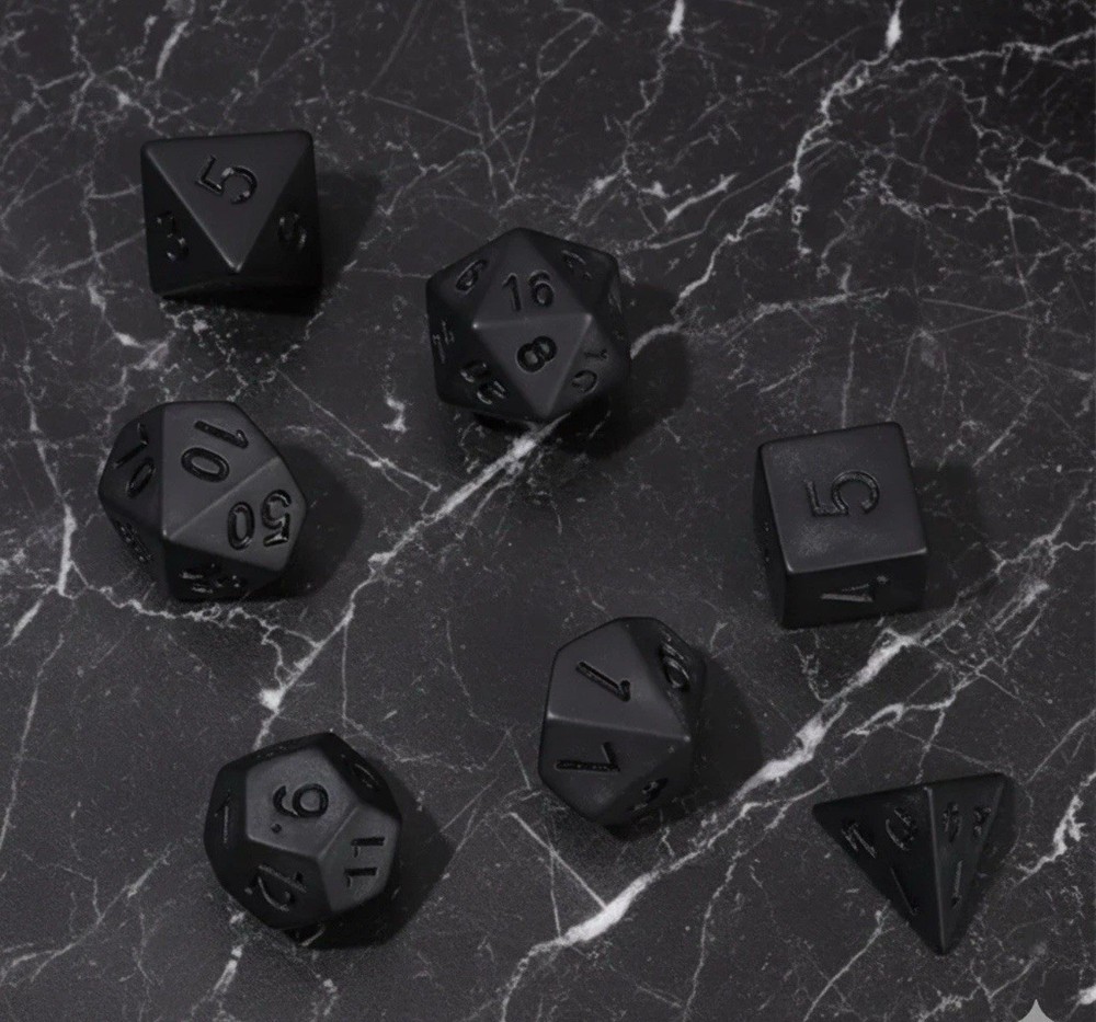 OBSIDIAN VOID D&D Dice Set | Blackest Matte Grim Dark polyhedral dice Set