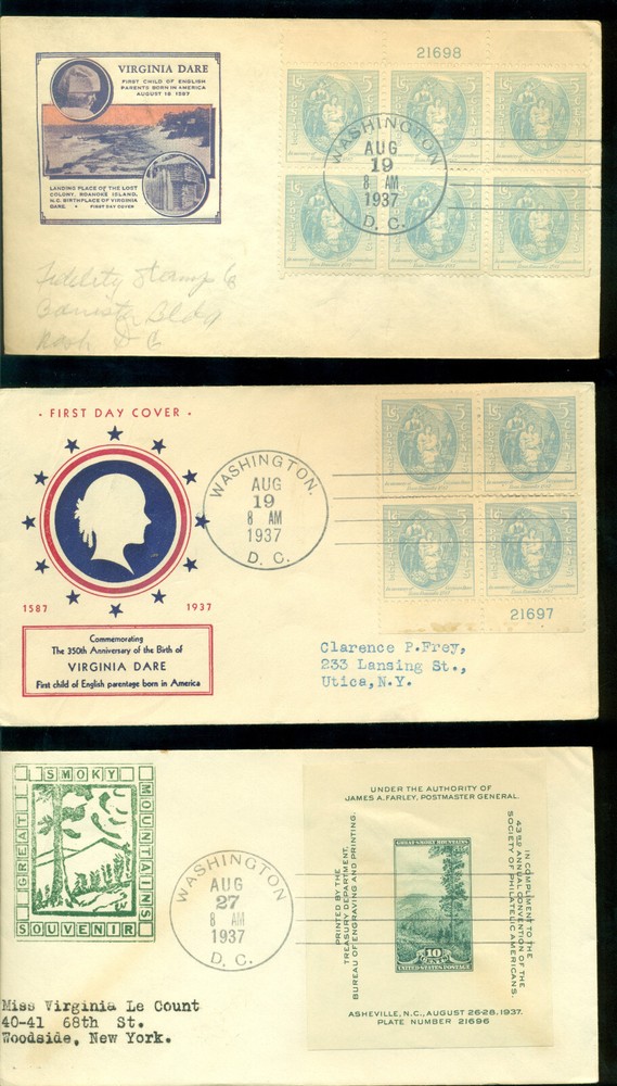 17 Different SECOND DAY Covers from 1937 -- Great Cachets Flap/Ok & S