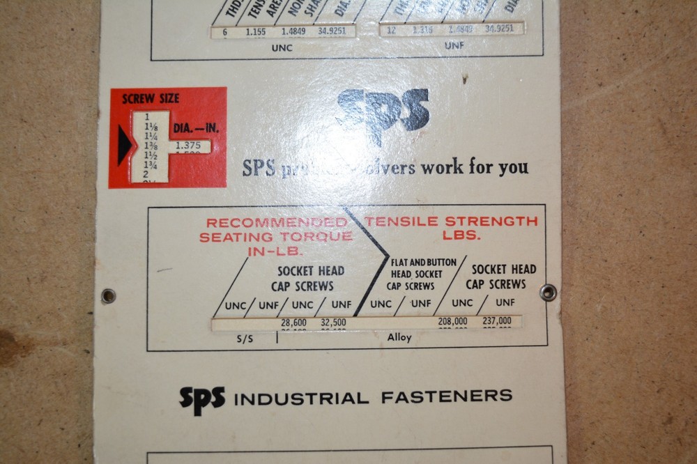 Vintage Unbrako Socket Screw Selector Data Guide Slide Rule - Plastic Sleeve