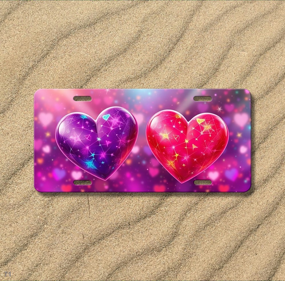 Bold Hearts License Plate Personalized Auto Tag Everyday Gift