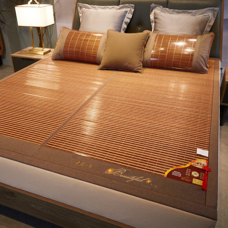 Bamboo Mat Folding Double Faces Cool Mat For Summer Multi Size Bed Mat Embroider