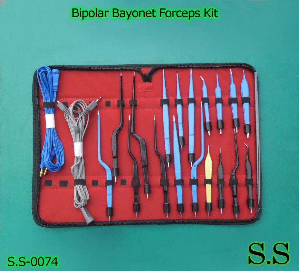 High Class Bipolar Bayonet Forceps Electrosurgical Instruments Set S.S-0074