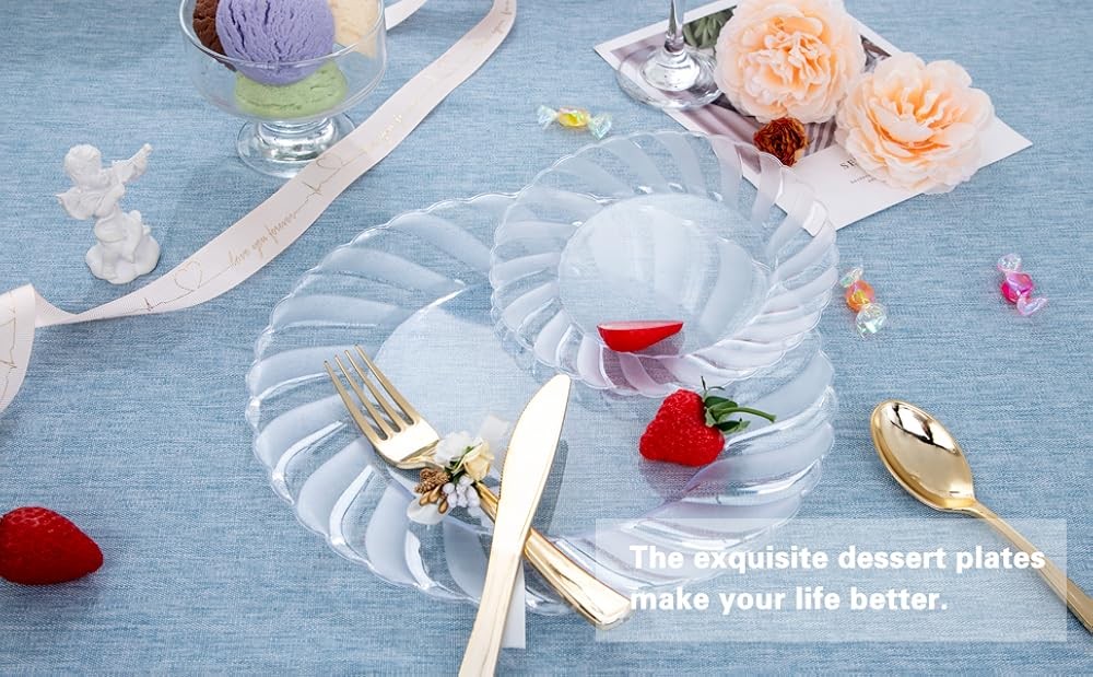 60Pieces Clear Dert Plates - Clear Plastic Plates - 6.5inch