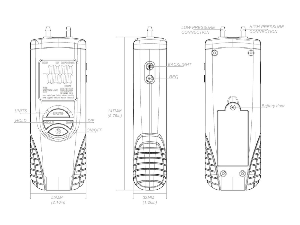 High Accuracy Digital Manometer - Lightweight and User-Friendly Pressure Tester