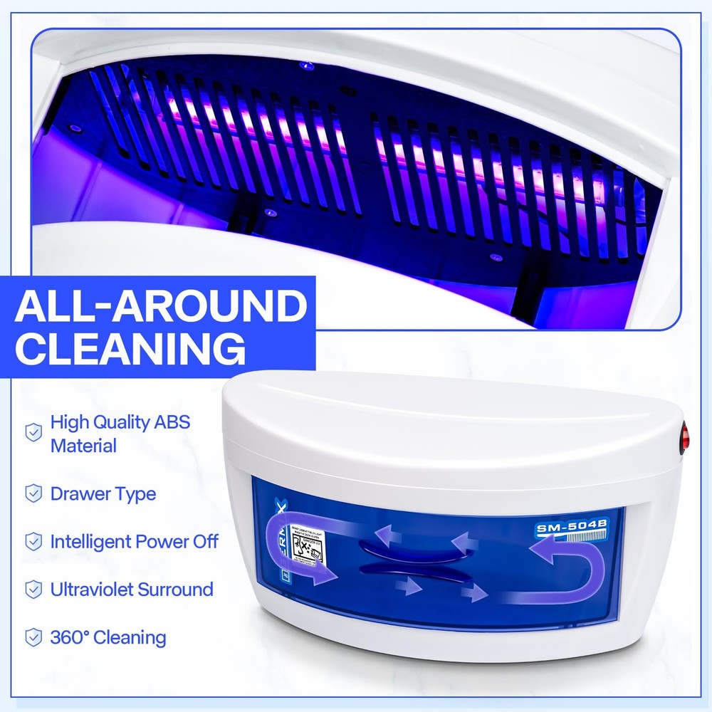Sterilizer For Nail Tools,Large Capacity 8 W Multipurpose Nail Tools Cleaning...