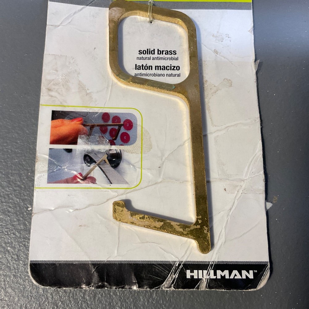 Hillman Antimicrobial No Touch Tool Solid Brass High Quality with Keyring 95025