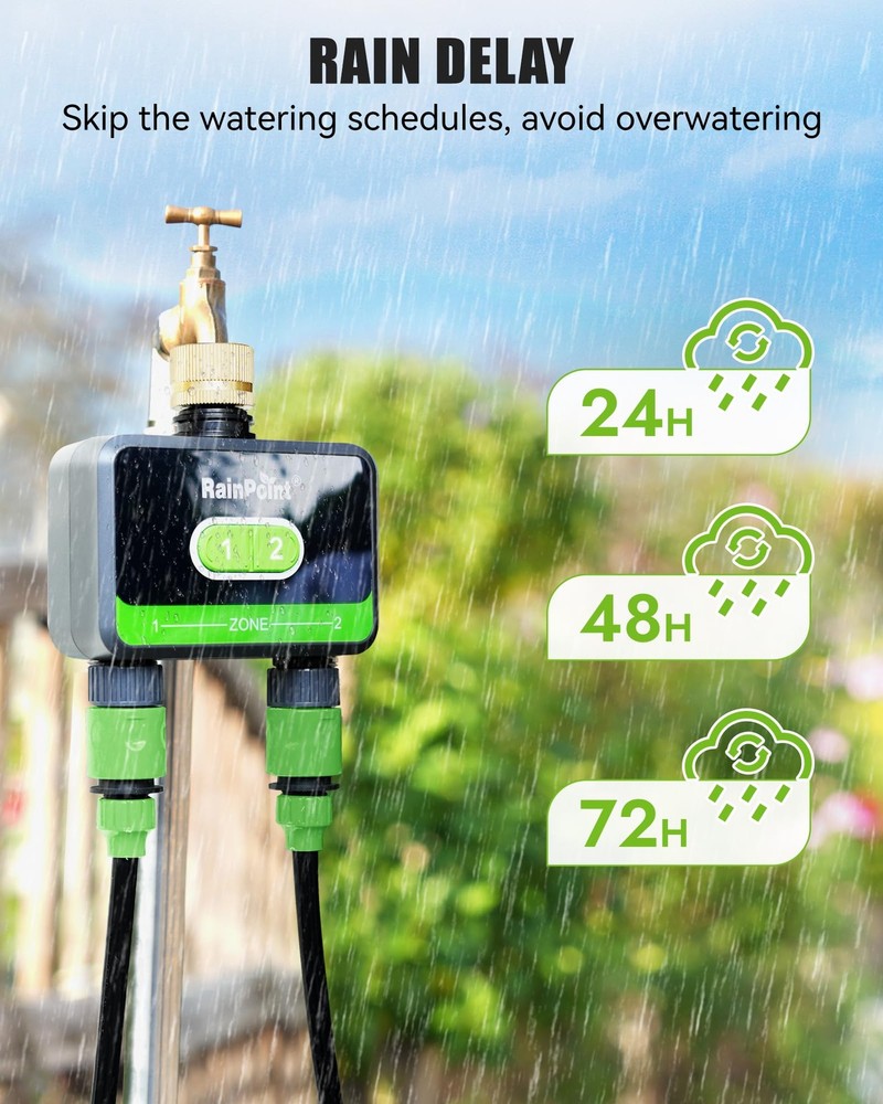 RAINPOINT Bluetooth Water Timer for Garden Hose Smart Hose Timer 2 Outlet(Not...