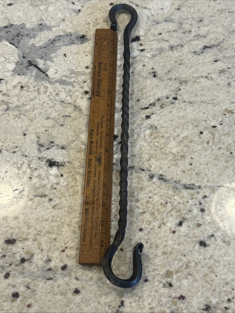 S-Hook Hanger, Twisted Wrought Iron 18.25" long