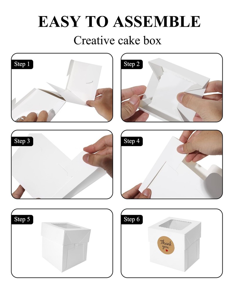 5 PCS Mini Cake Bakery Boxes With Window 4x4x4 Inch Small Dessert Packaging