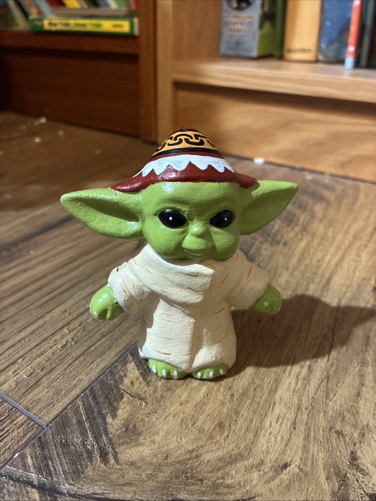 Ceramic Yoda Incense Holder with Peruvian Hat 4x3.5 in