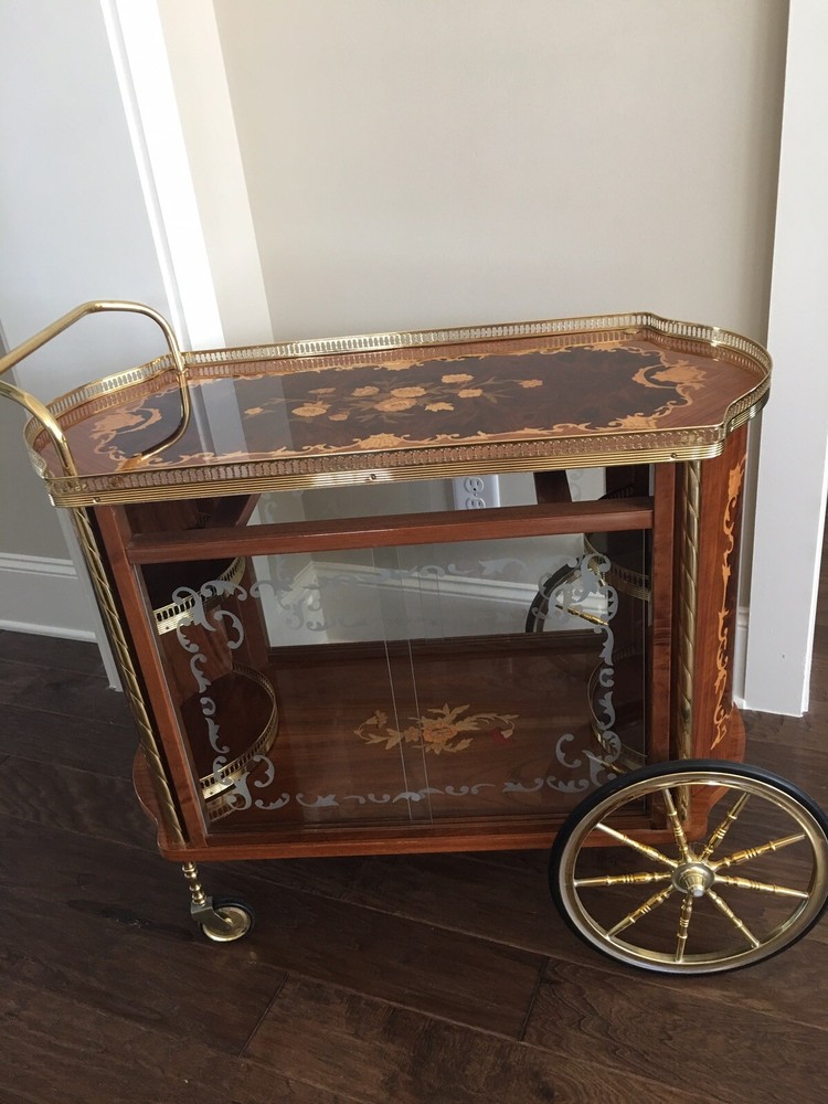 ITALIAN MOBILE BAR WITH STORAGE & SERVING TREY