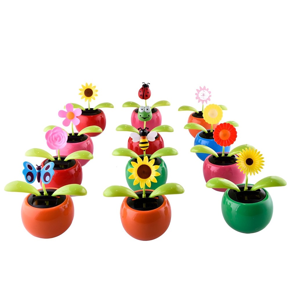 Solar Dancing Toy Flower Assorted style Solar Powered Dancing Flower 6 Pack